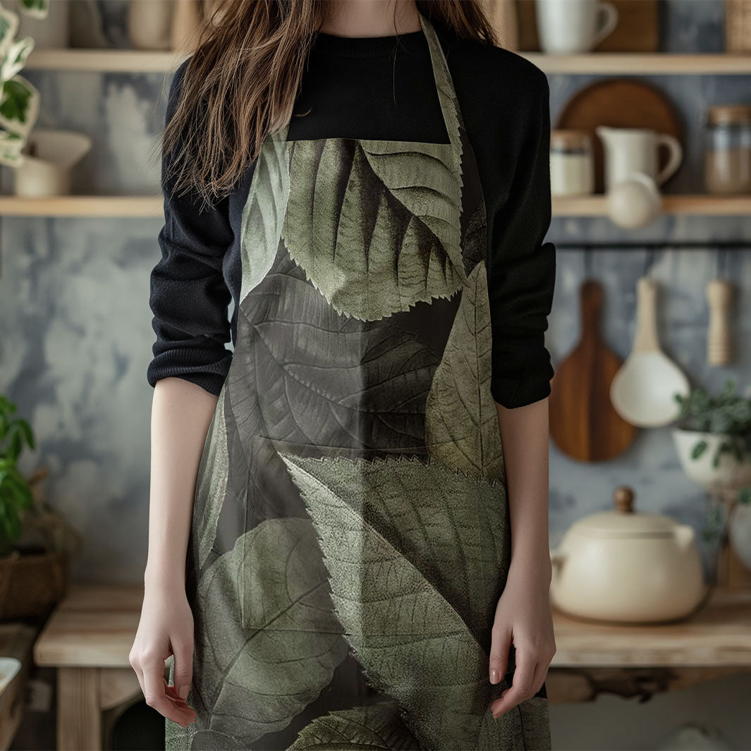 LEAVES GREEN MONOCHROMATIC LEAVES APRON