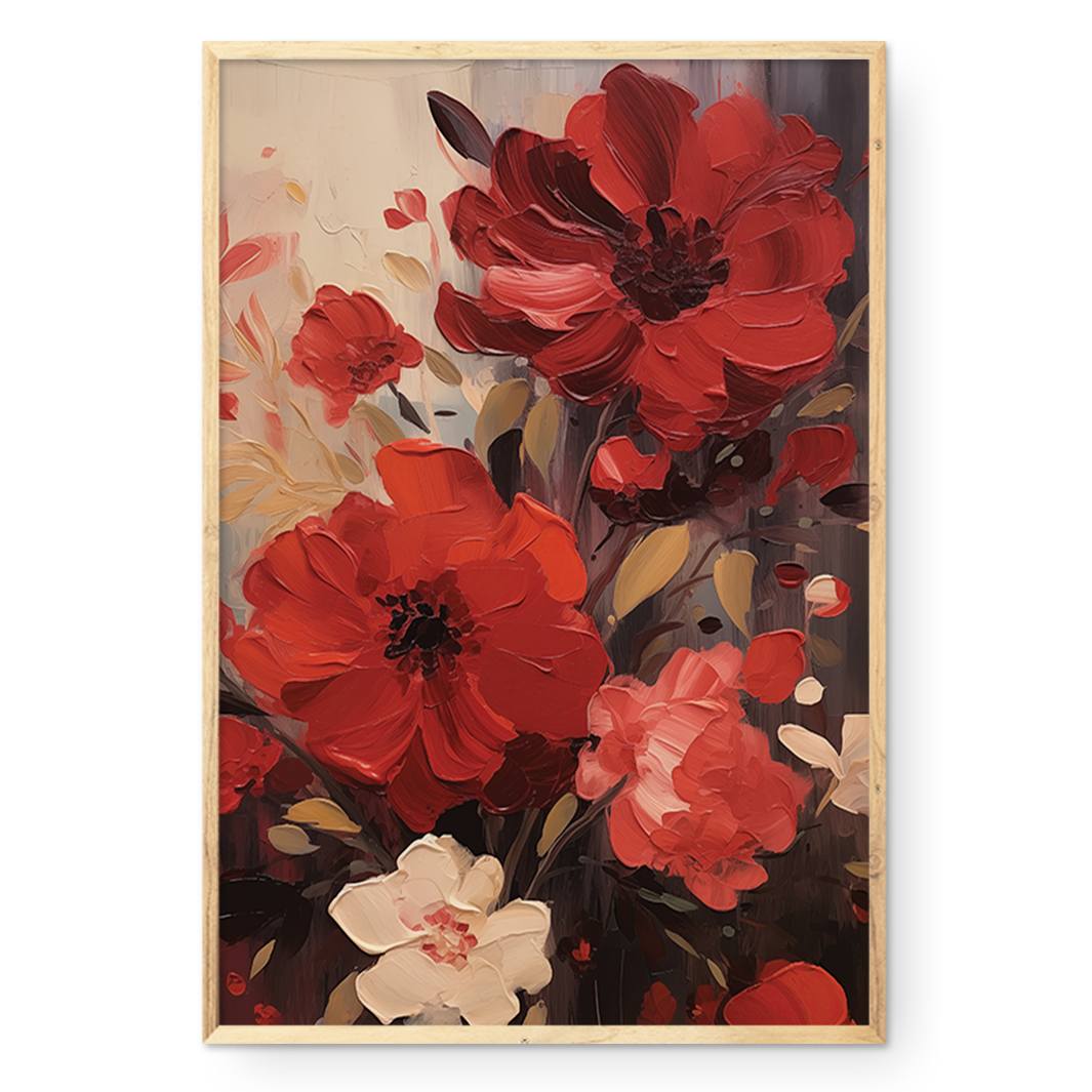 COMPOSITE FRAMED CANVAS CRIMSON FLOURISH
