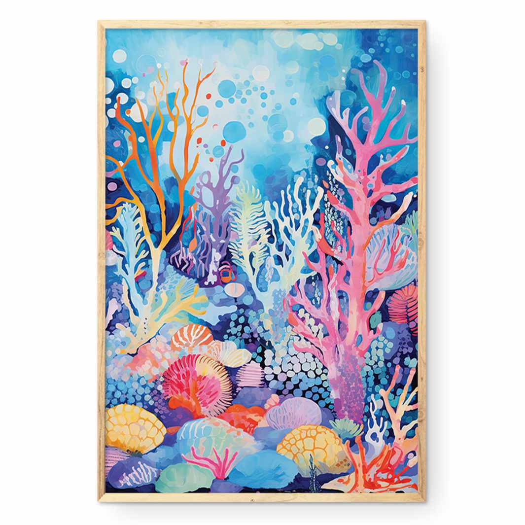 COMPOSITE FRAMED CANVAS  CORAL GARDEN