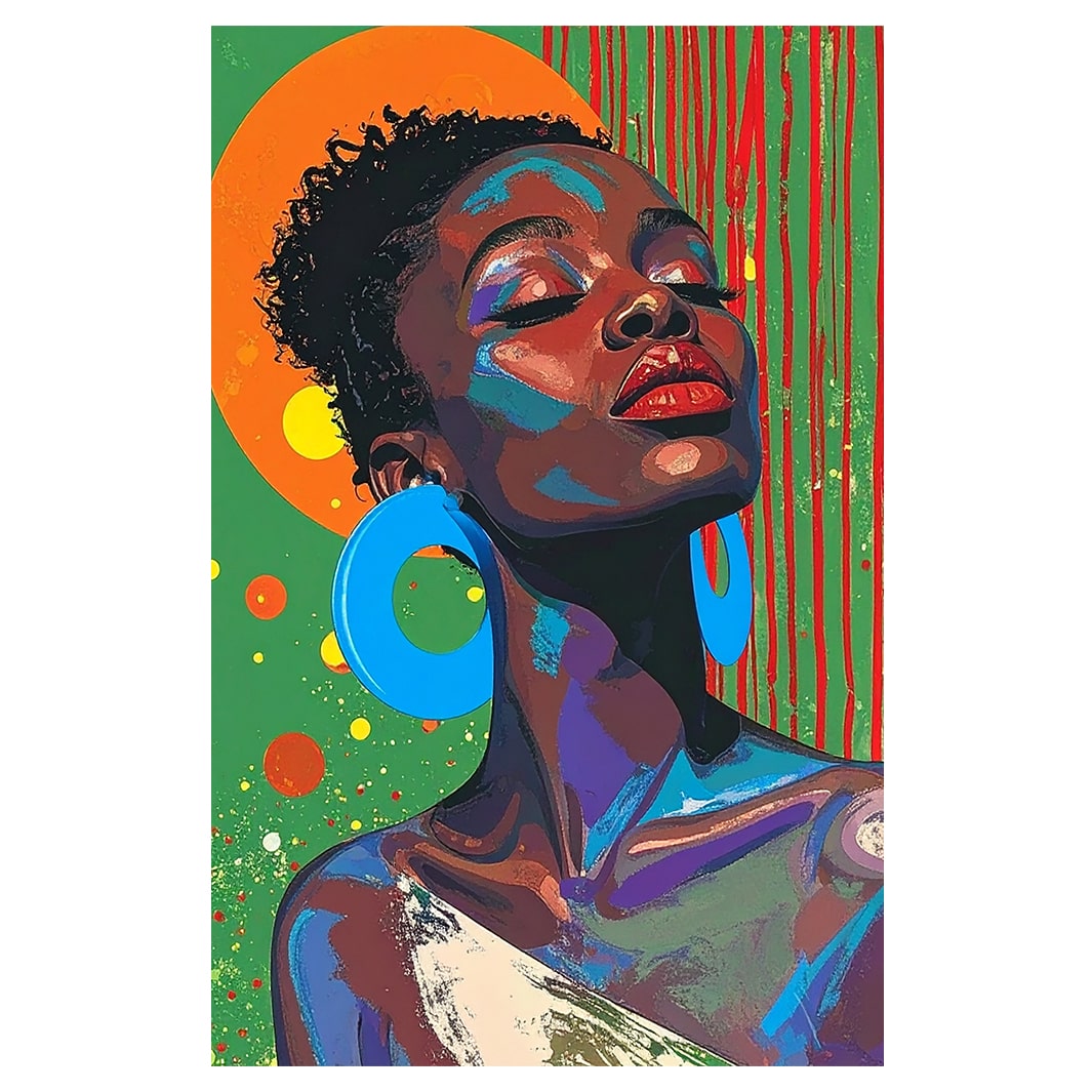 RETRO AFRICAN GIRL BLOCK MOUNT CANVAS