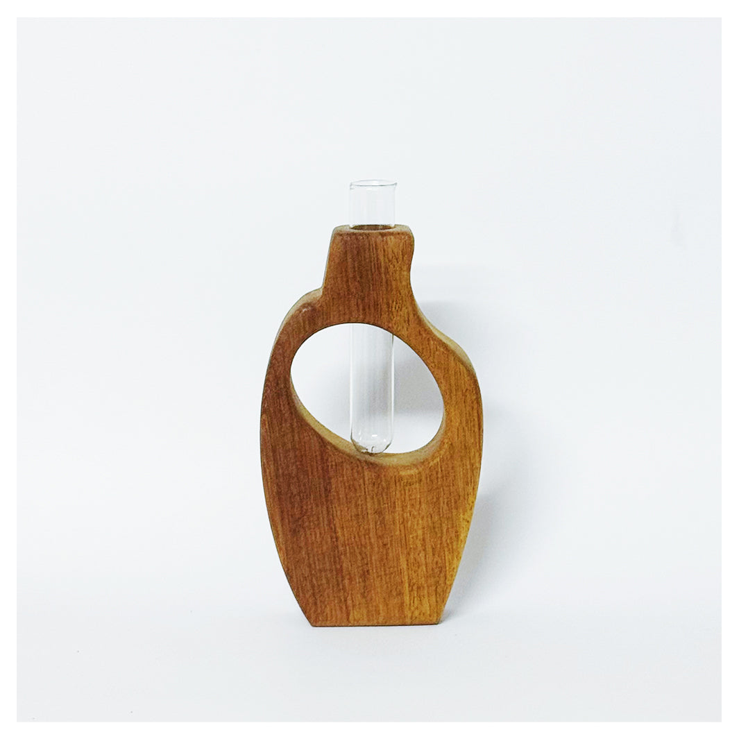 GLASS TUBE WOODEN VASE