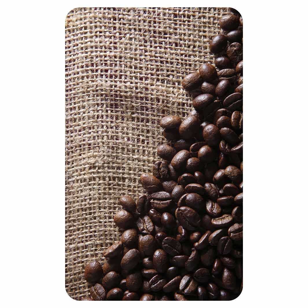 COFFEE BEANS ON HESSIAN KITCHEN TOWEL