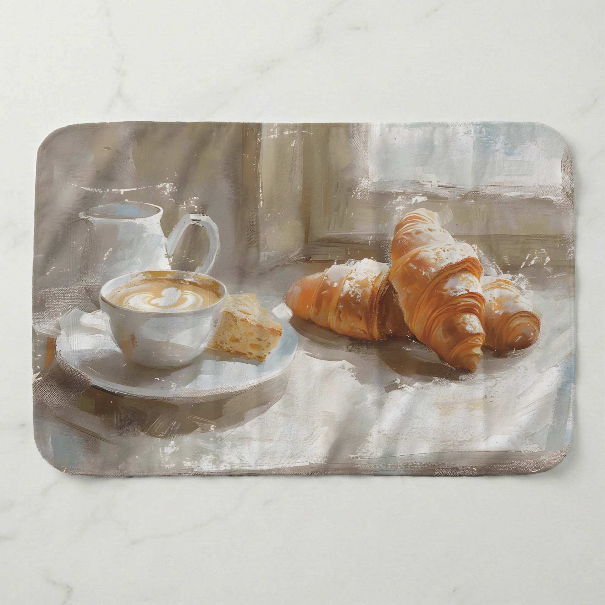COFFEE AND CROISSANT KITCHEN TOWEL