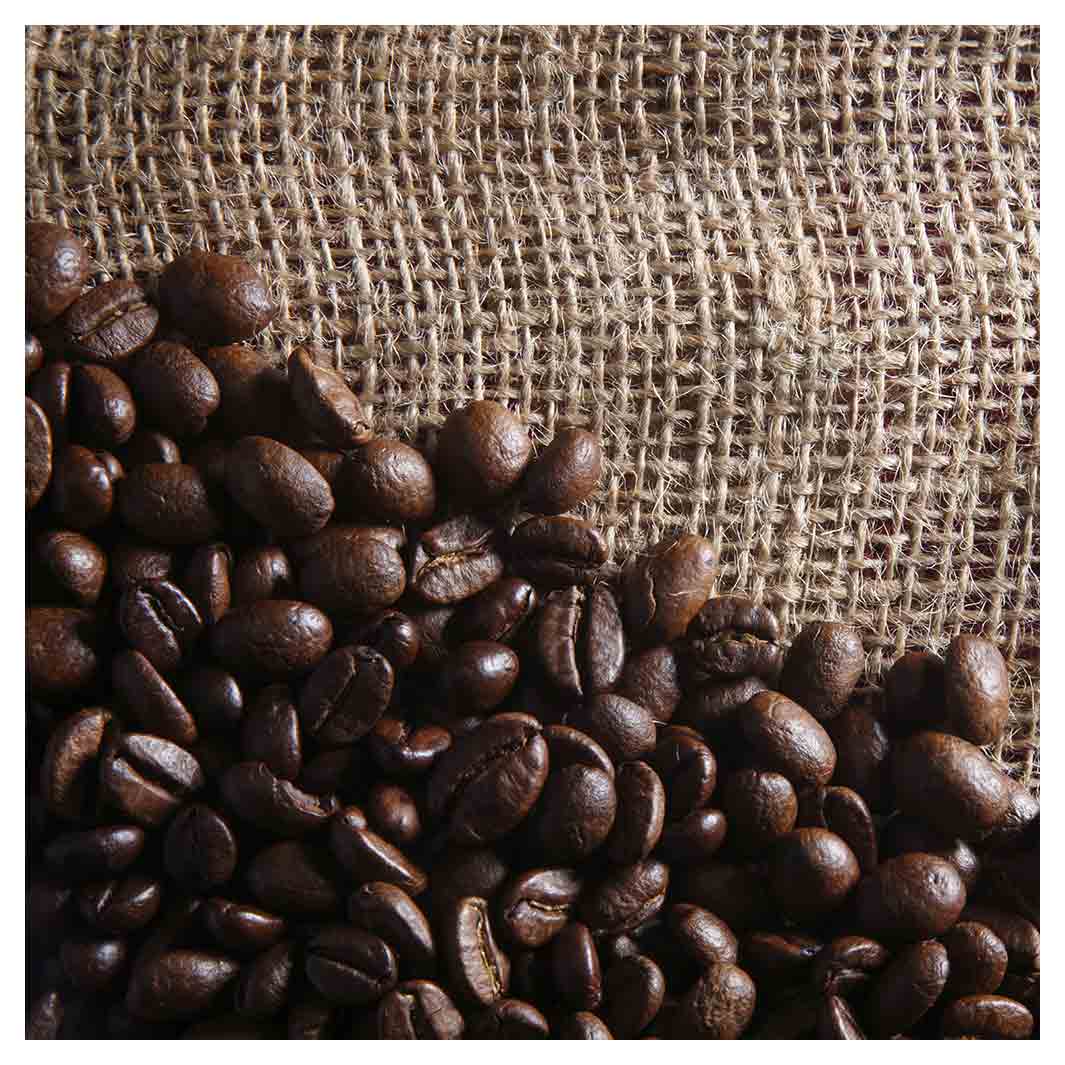 COFFEE BEANS ON HESSIAN NAPKIN