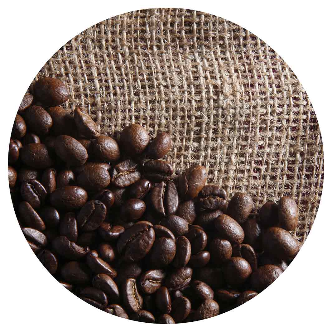 COFFEE BEANS ON HESSIAN POT STAND