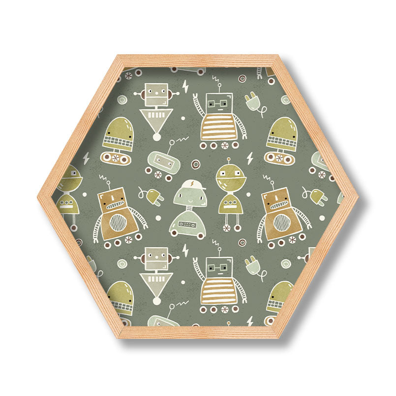 KIDS ROBOTS HEXAGON WALL ART