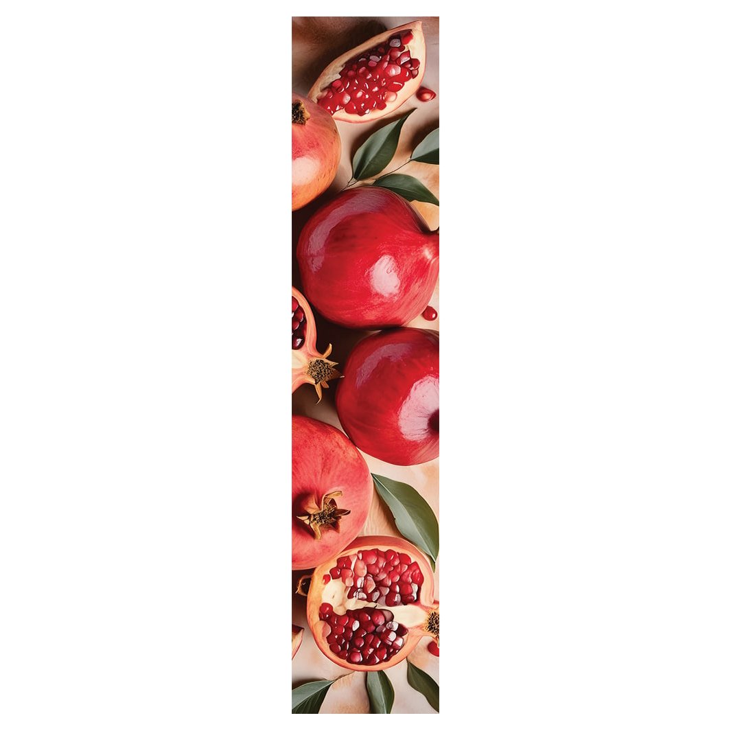 RED POMEGRANATES WITH LEAVES AND SEEDS TABLE RUNNER