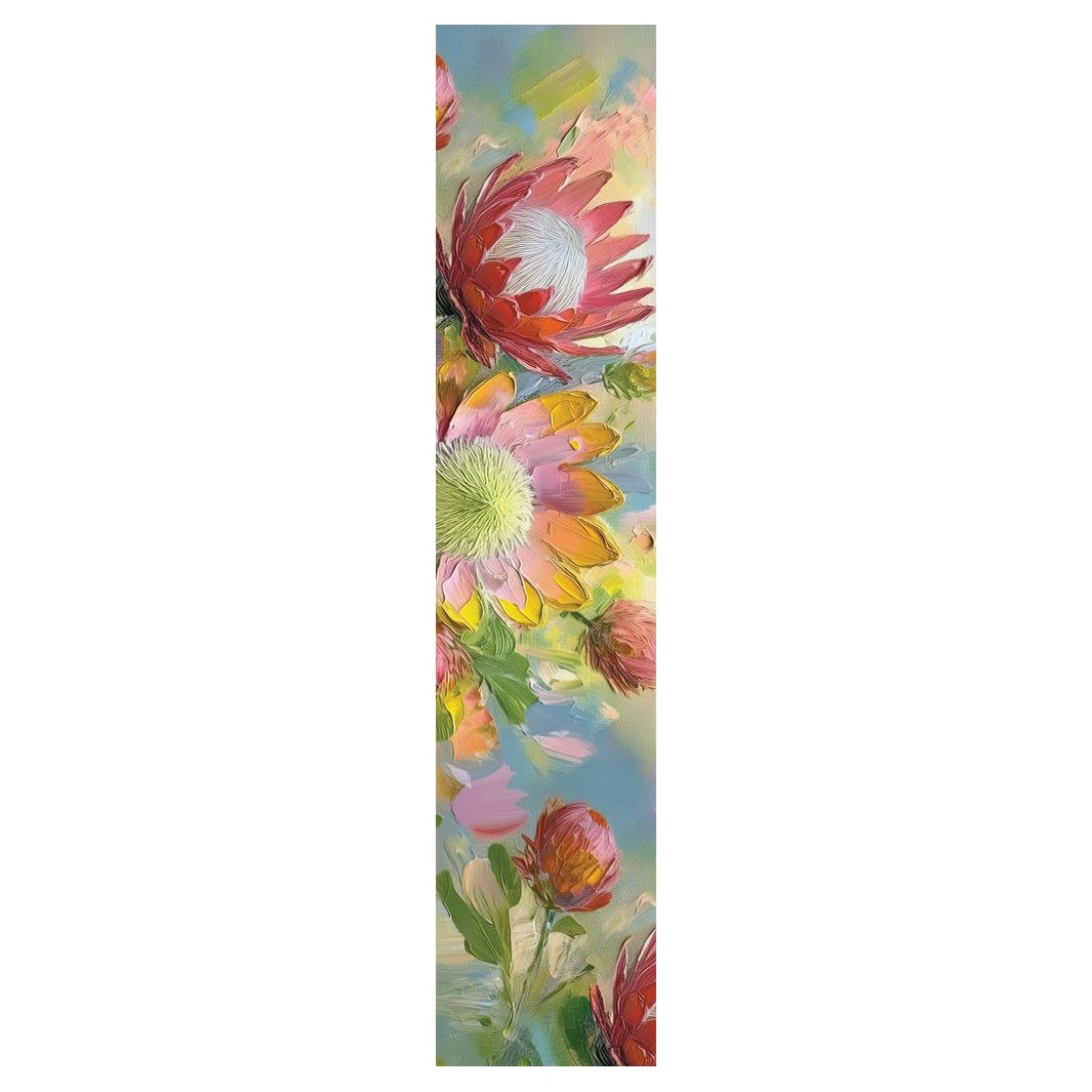 OIL PAINTED PASTEL PINK PROTEAS TABLE RUNNER