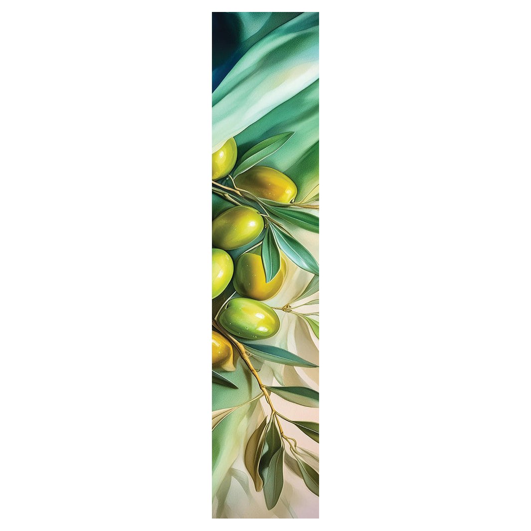 GREEN OLIVES ON SILK TABLE RUNNER