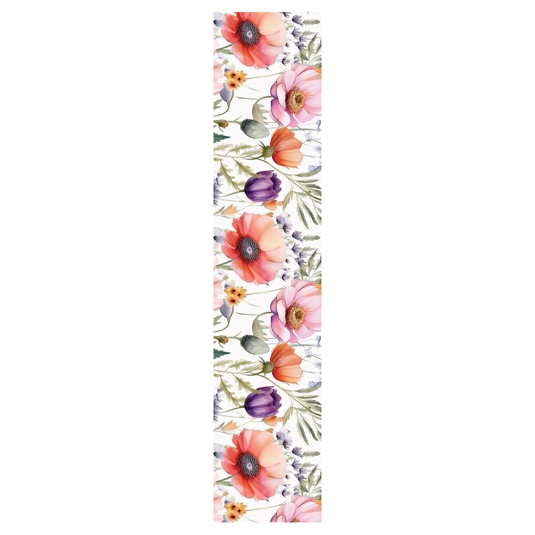 WATERCOLOUR WILDFLOWER PATTERN TABLE RUNNER