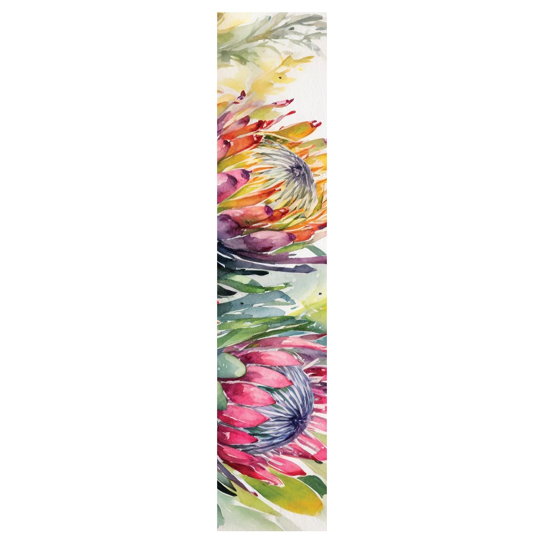 FIVE WATERCOLOUR PROTEAS TABLE RUNNER