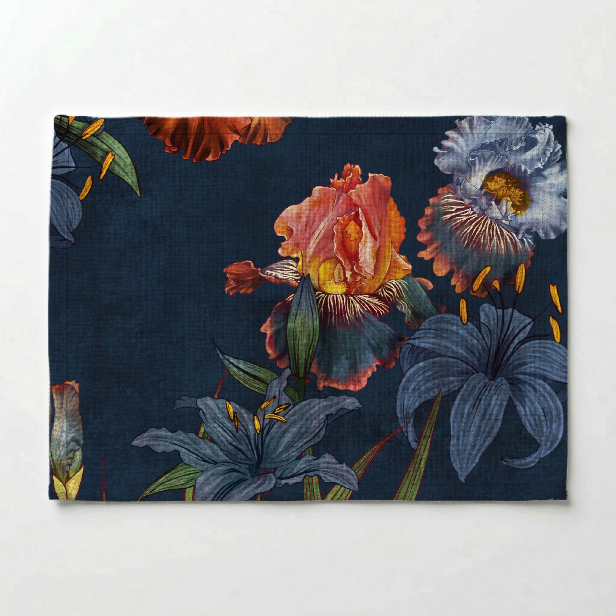 FLORAL NAVY LILIES AND IRIS PAINTING PLACEMAT