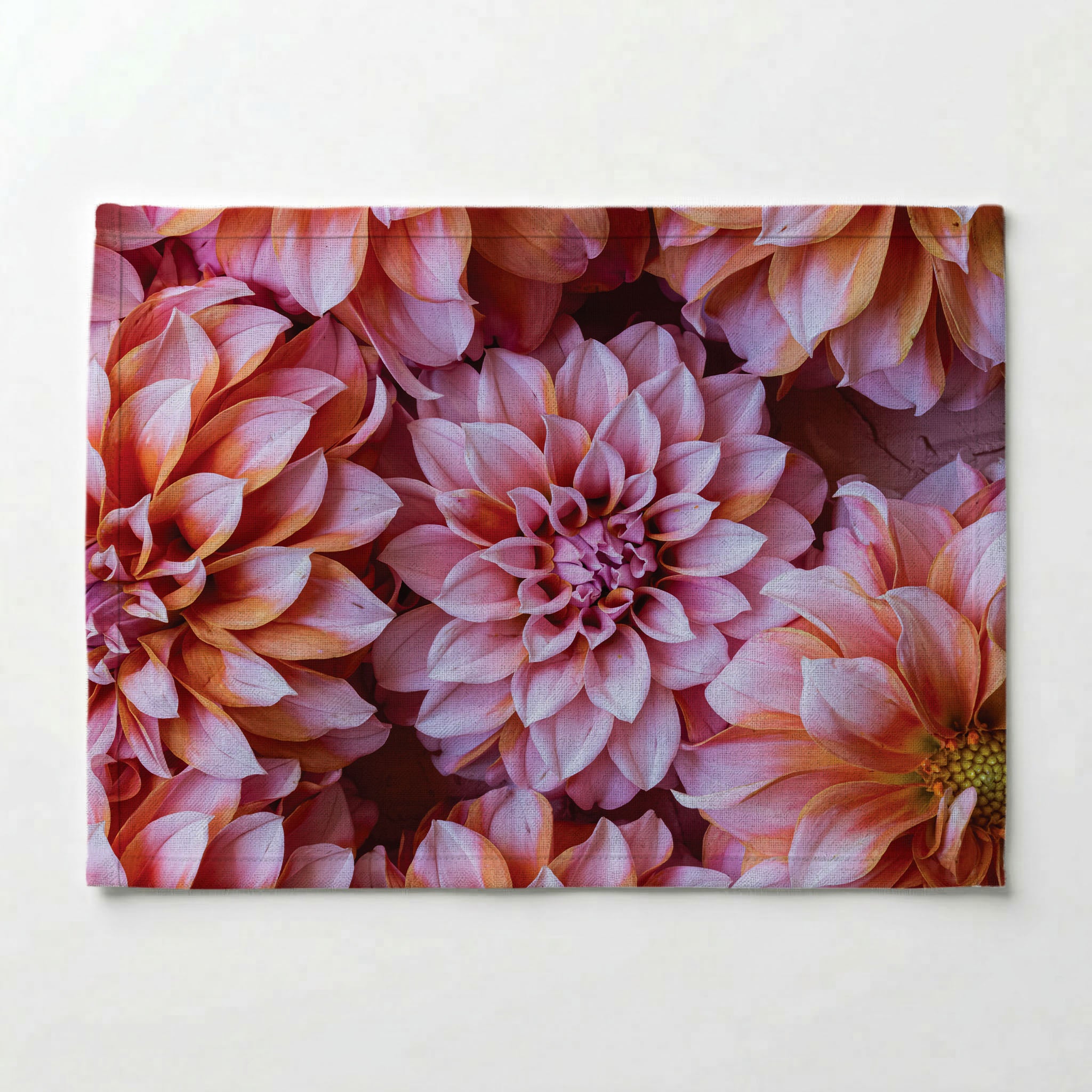 FLORAL PINK AND ORANGE DAHLIA FLOWERS PLACEMAT