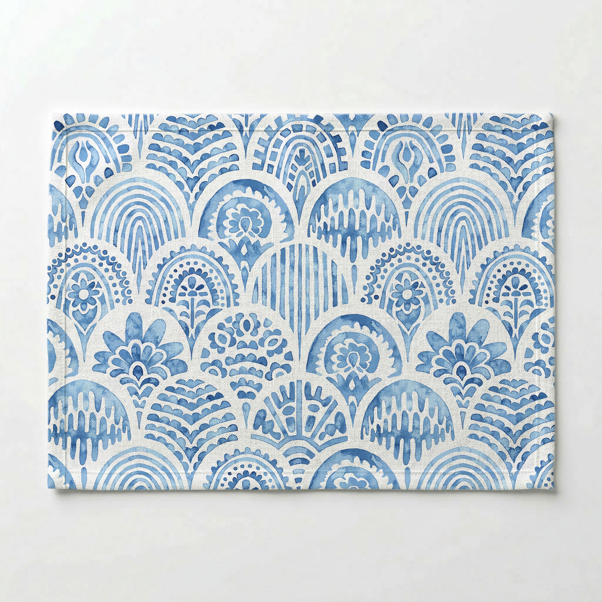 BLUE WATERCOLOUR SCALLOP PATTERN PLACEMAT
