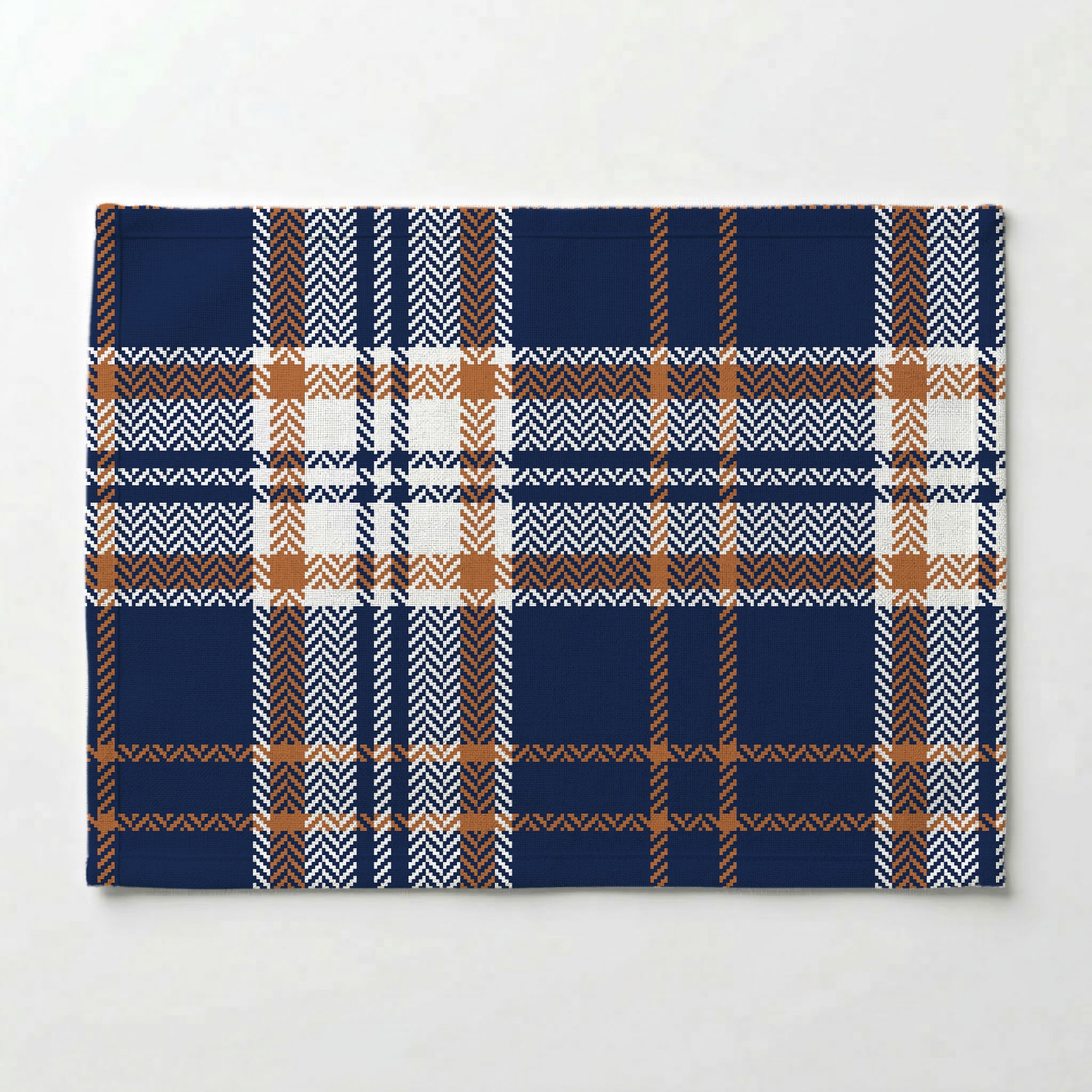 NAVY AND GOLD PLAID PATTERN PLACEMAT