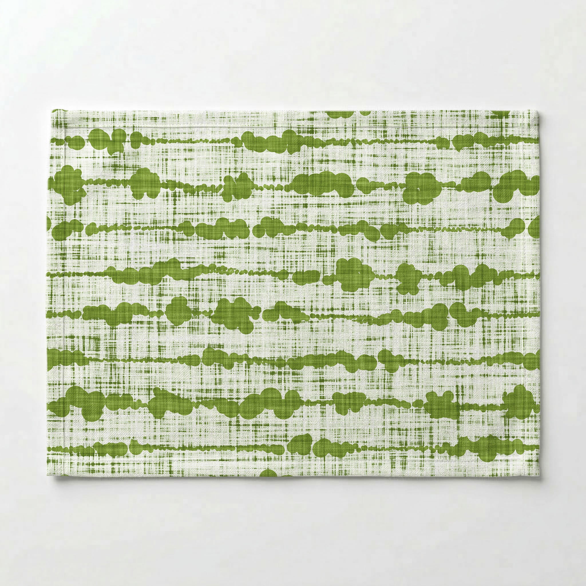 GREEN ORGANIC DOTTED STRIPES ON WHITE PLACEMAT