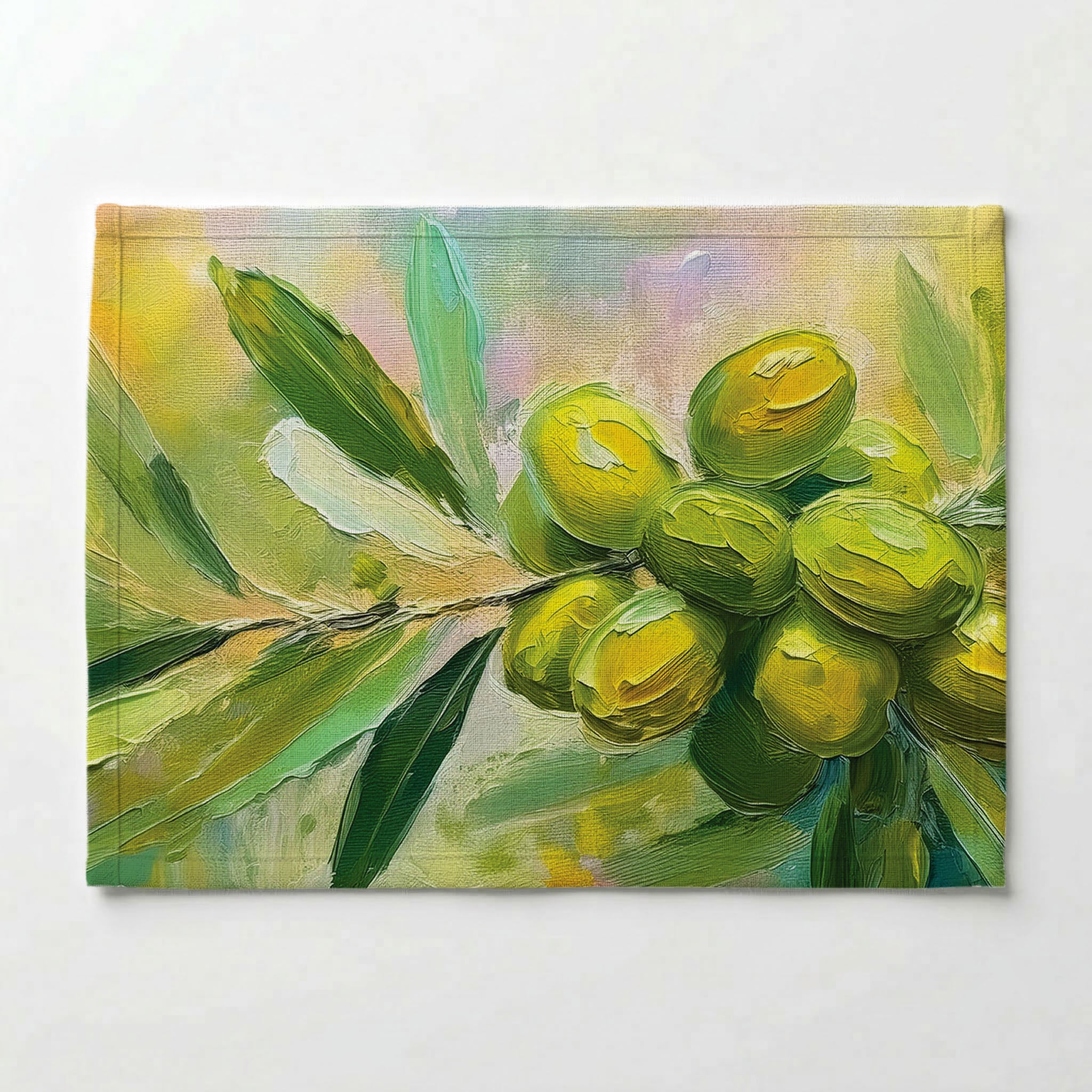 OIL PAINTED GREEN OLIVE BRANCH PLACEMAT