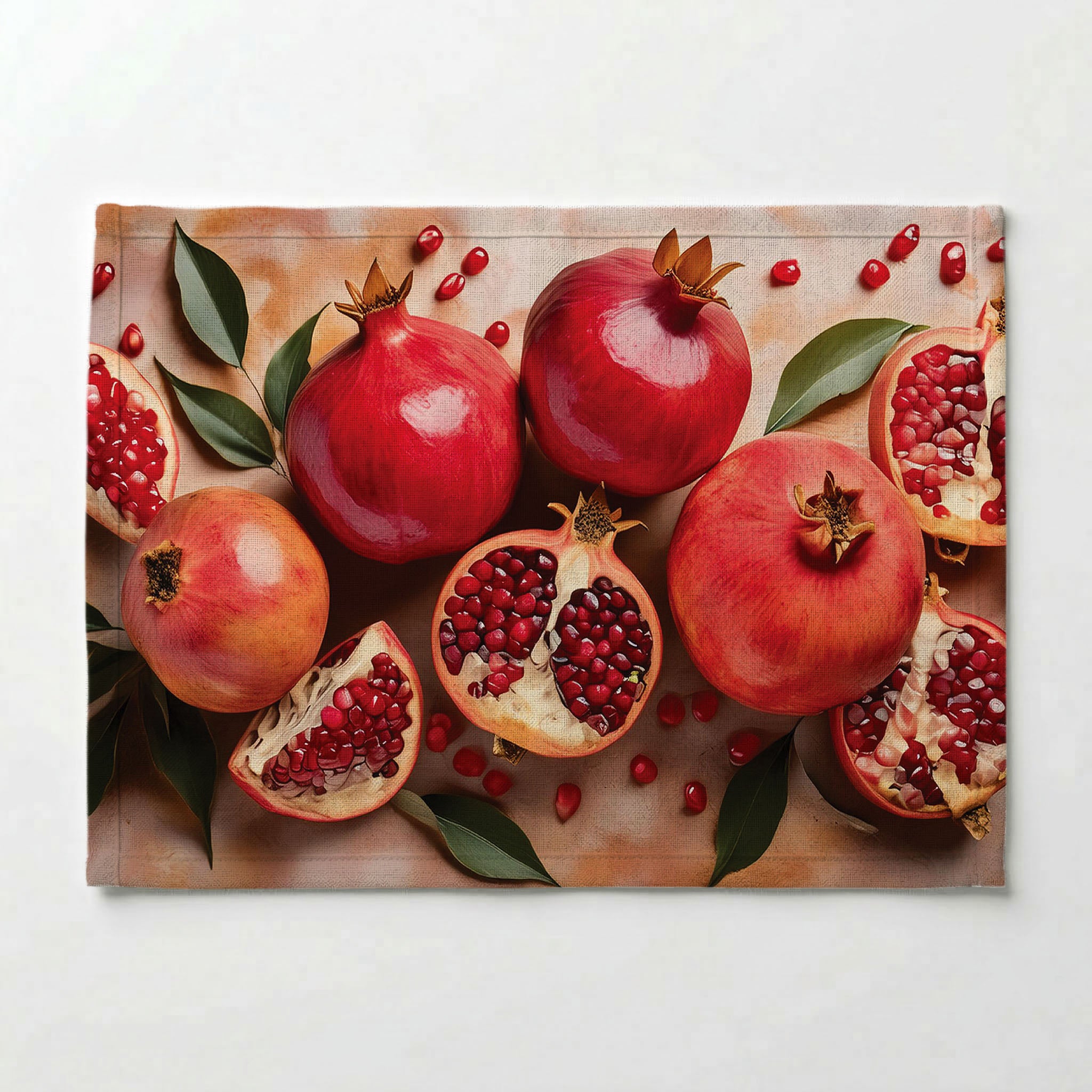 RED POMEGRANATES WITH LEAVES AND SEEDS PLACEMAT