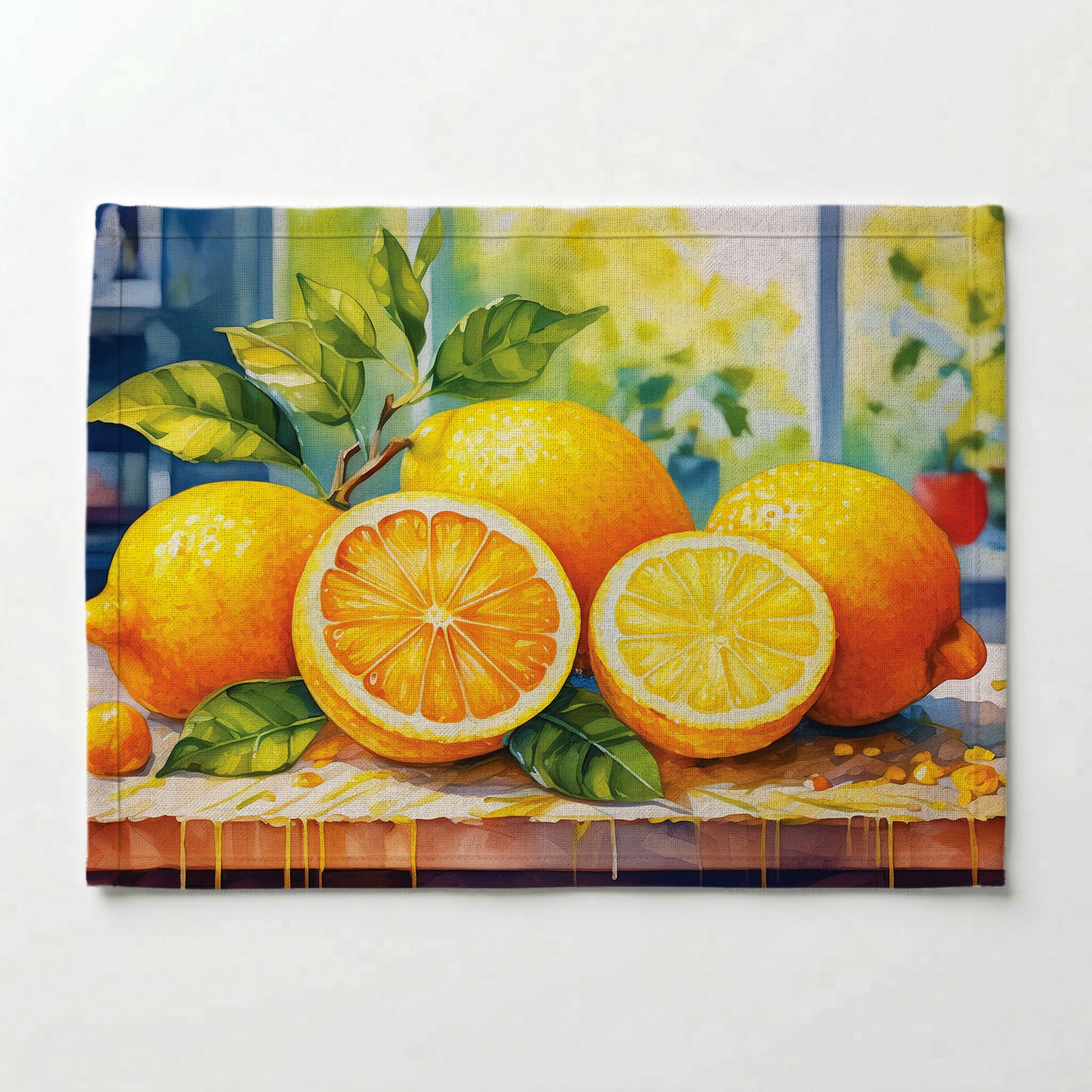 DRIPPING YELLOW WATERCOLOUR LEMONS PLACEMAT