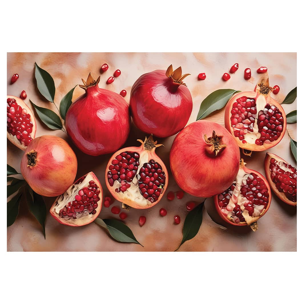 RED POMEGRANATES WITH LEAVES AND SEEDS PLACEMAT