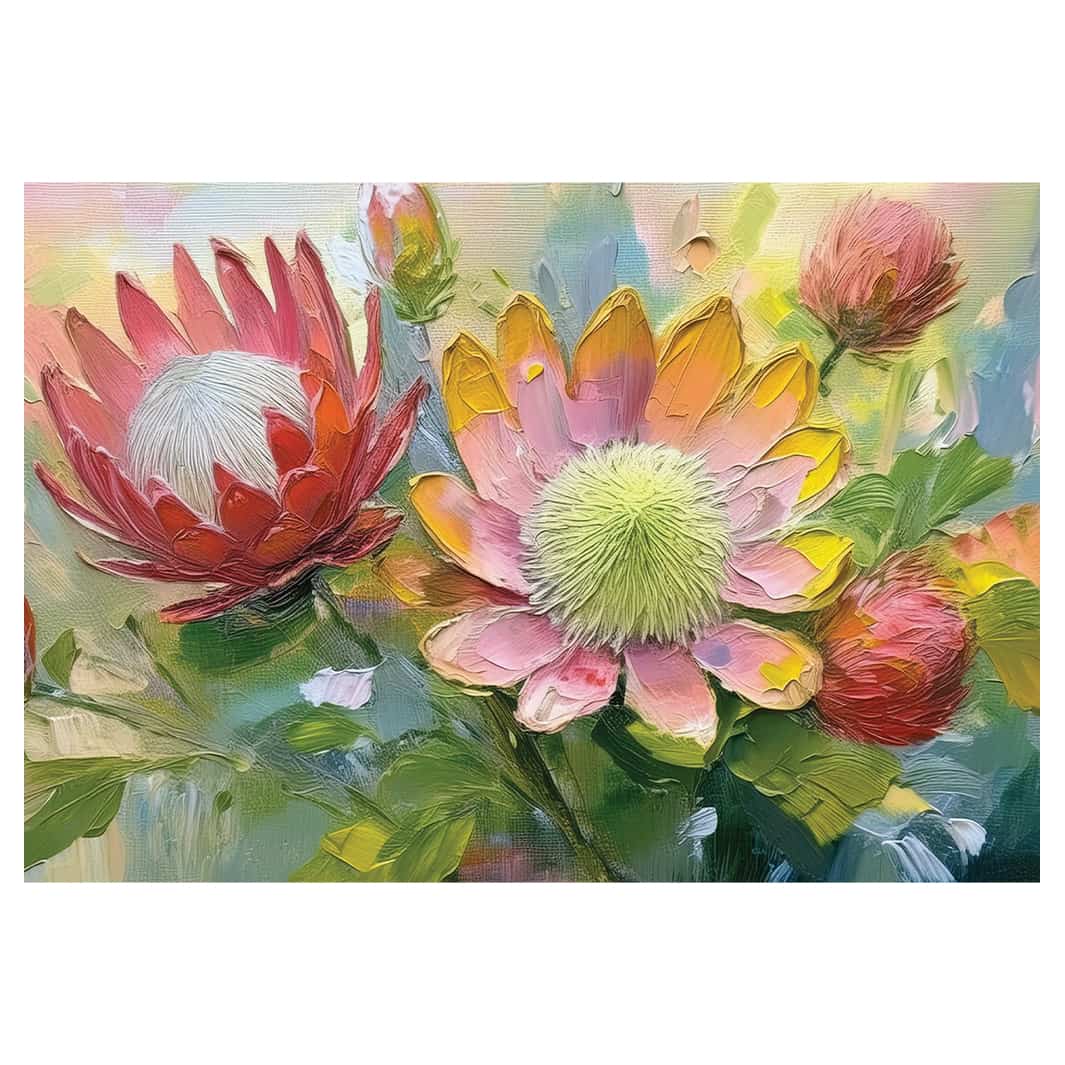 OIL PAINTED PASTEL PINK PROTEAS PLACEMAT