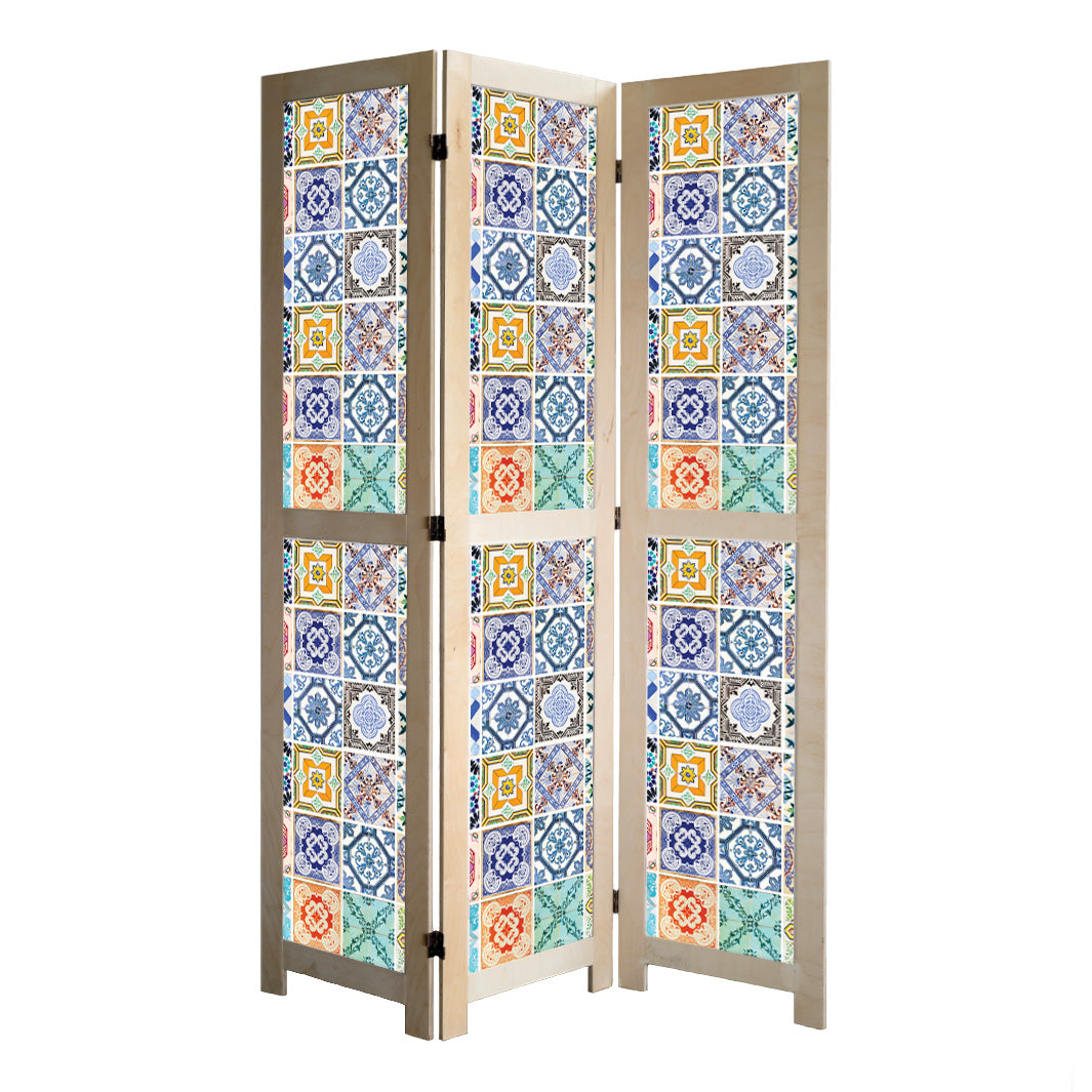 PATTERN BLUE COLOURFUL TILE ROOM DIVIDER