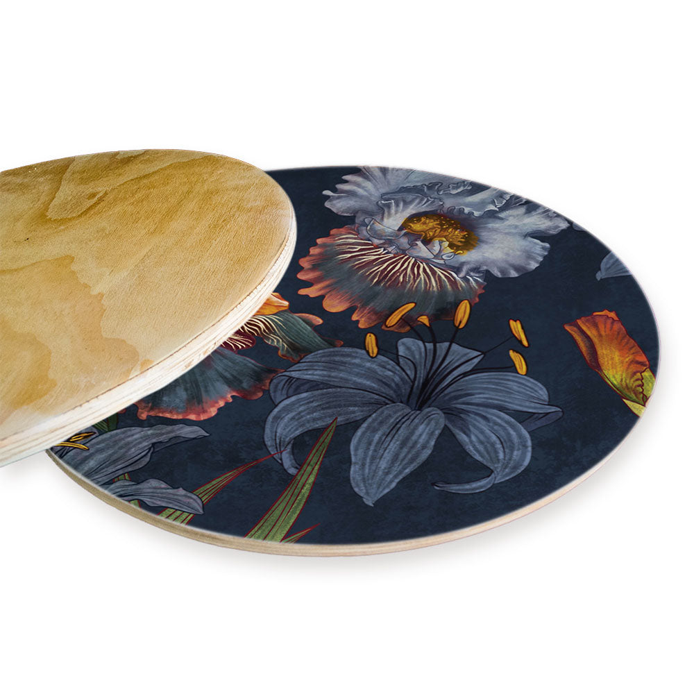 FLORAL NAVY LILIES AND IRIS PAINTING CHEESEBOARD