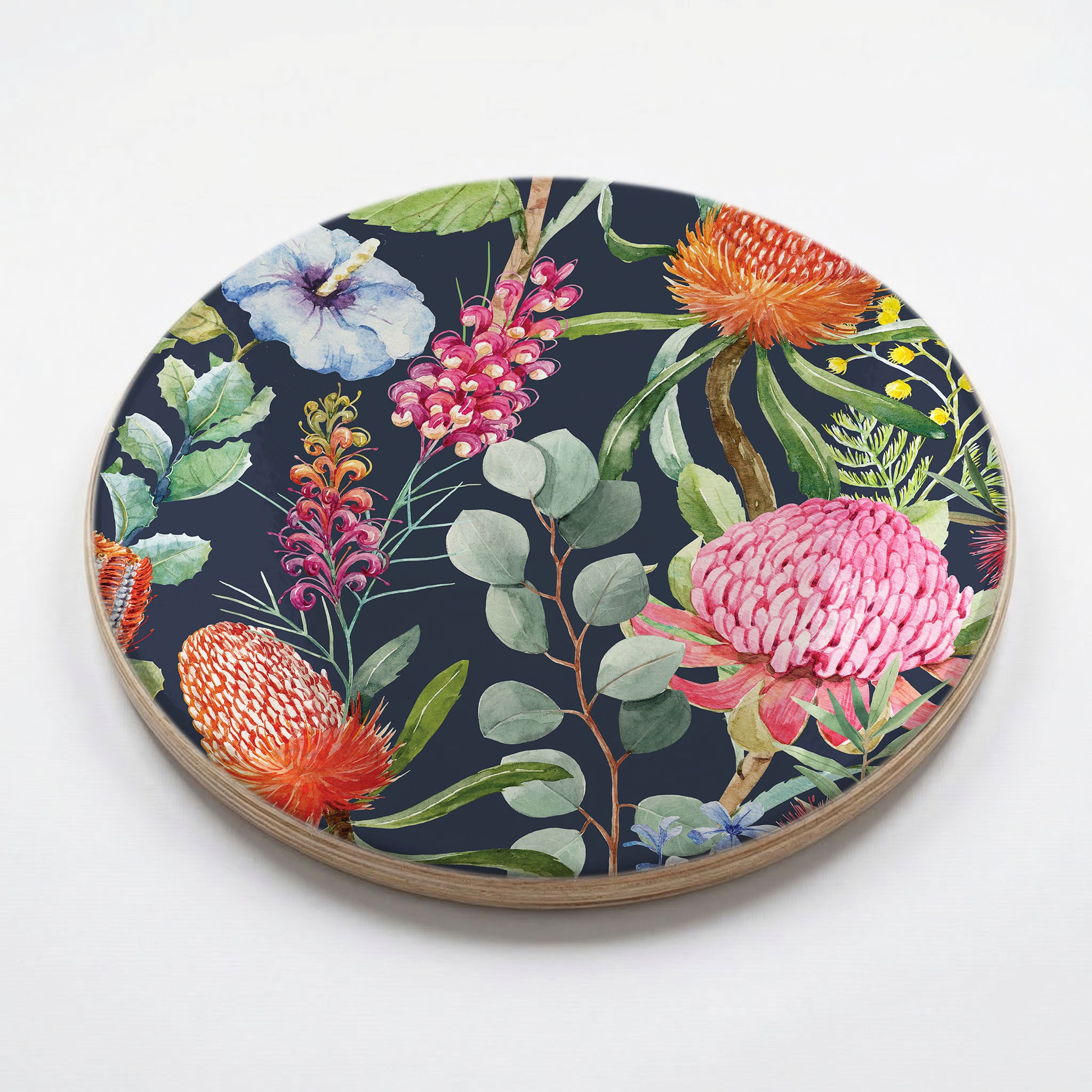 FLORAL NAVY MIXED FLOWERS WITH EUCALYPTUS LEAVES CHEESEBOARD