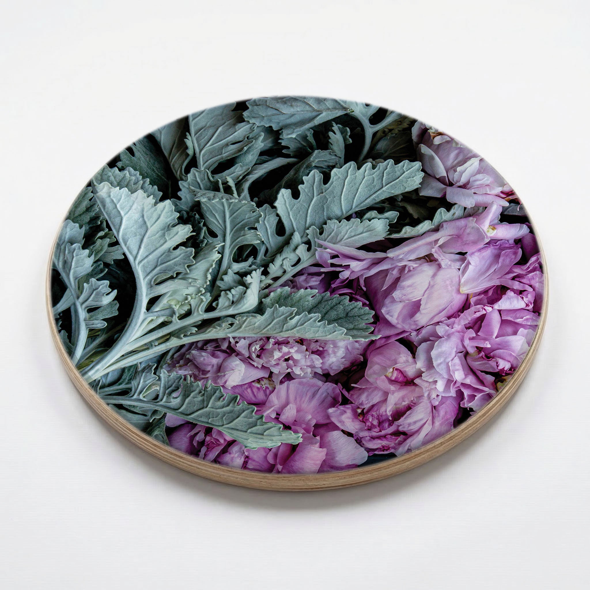FLORAL SILVER LEAVES WITH PINK PEONIES CHEESEBOARD