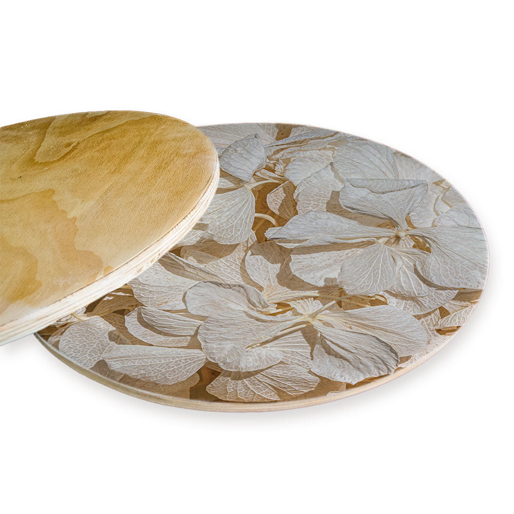 FLORAL CREAM BLEACHED HYDRANGEA LEAVES CHEESEBOARD