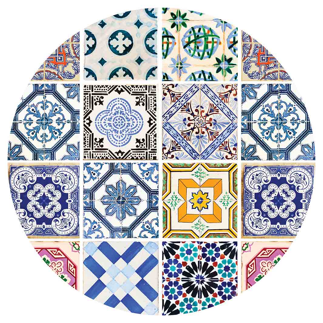 PATTERN BLUE COLOURFUL TILE CHEESEBOARD