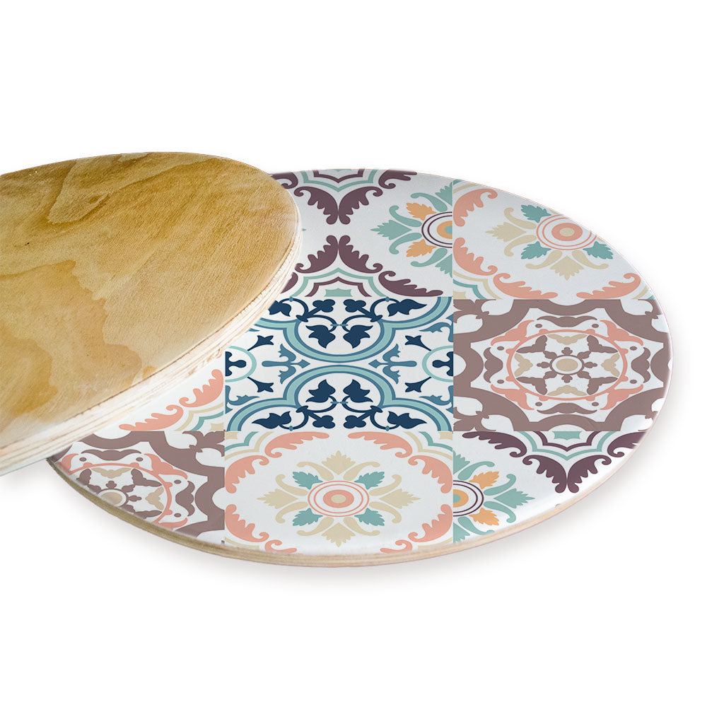 PATTERN BLUE AND MAUVE TILE CHEESEBOARD