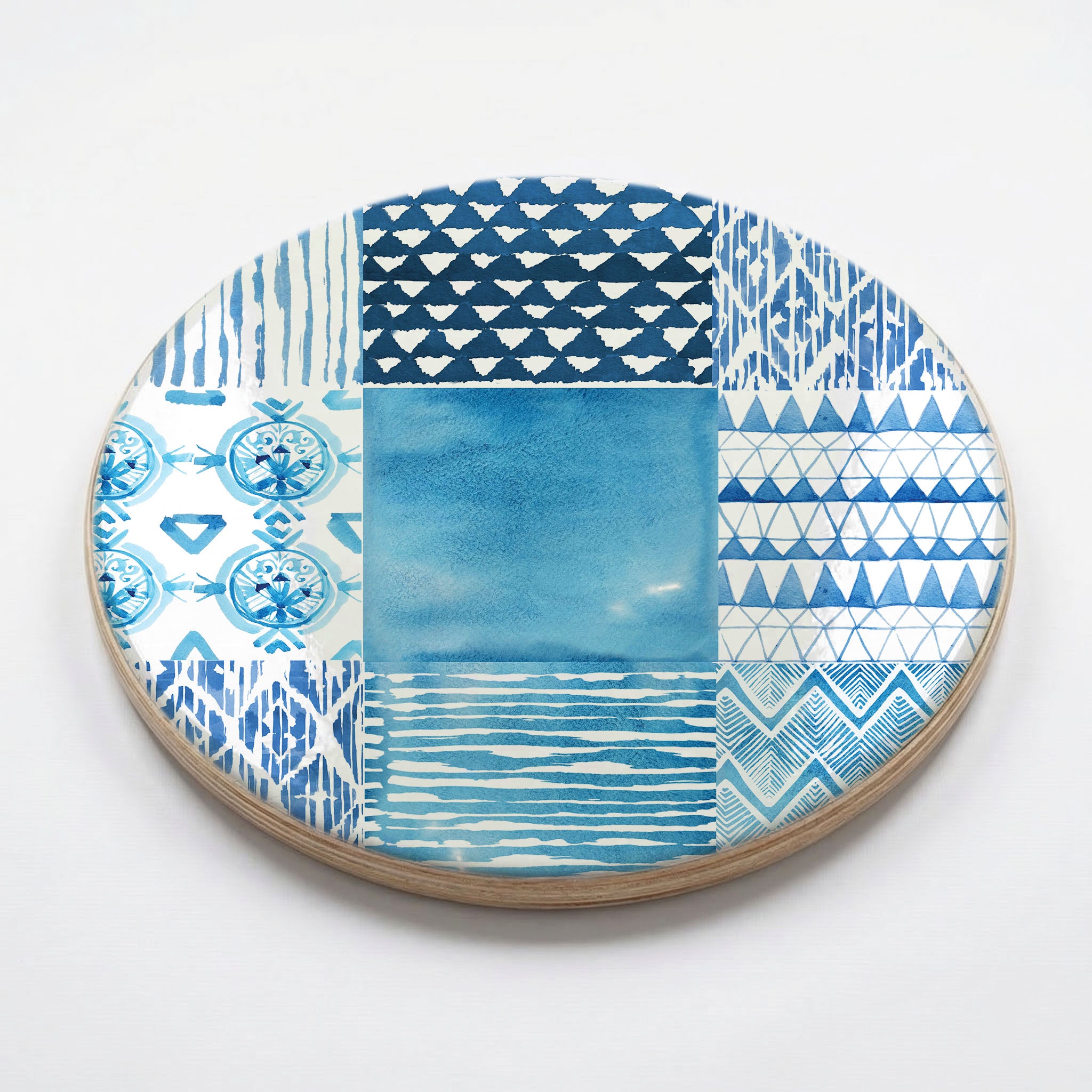 PATTERN BLUE WATERCOLOUR TILE CHEESEBOARD