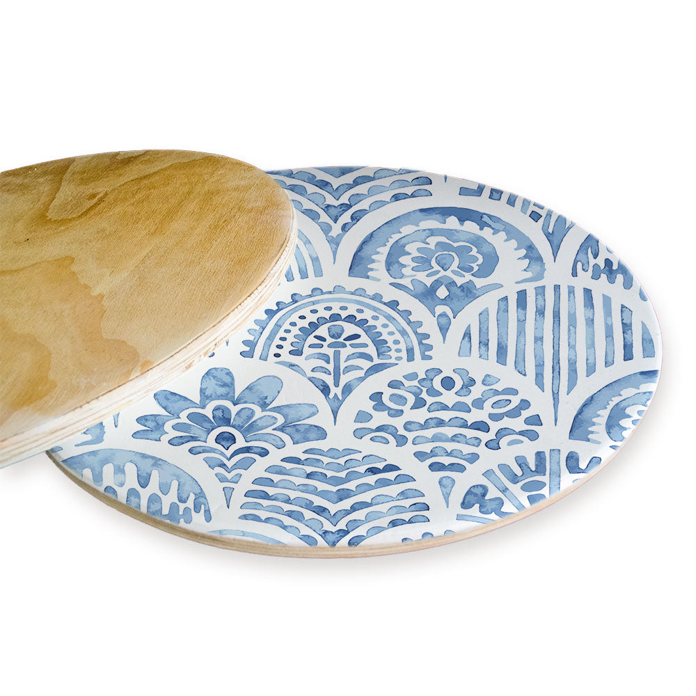 BLUE WATERCOLOUR SCALLOP PATTERN CHEESEBOARD