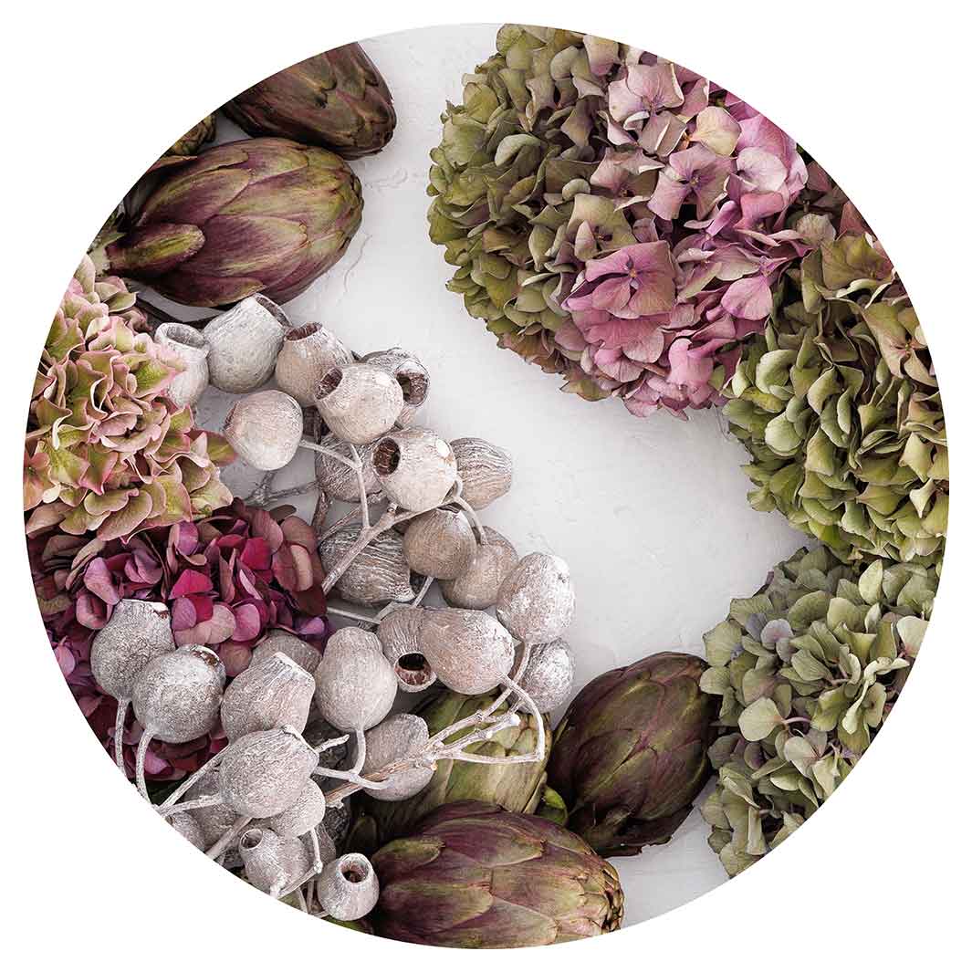 HYDRANGEA AND MUTED ARTICHOKES CHEESEBOARD