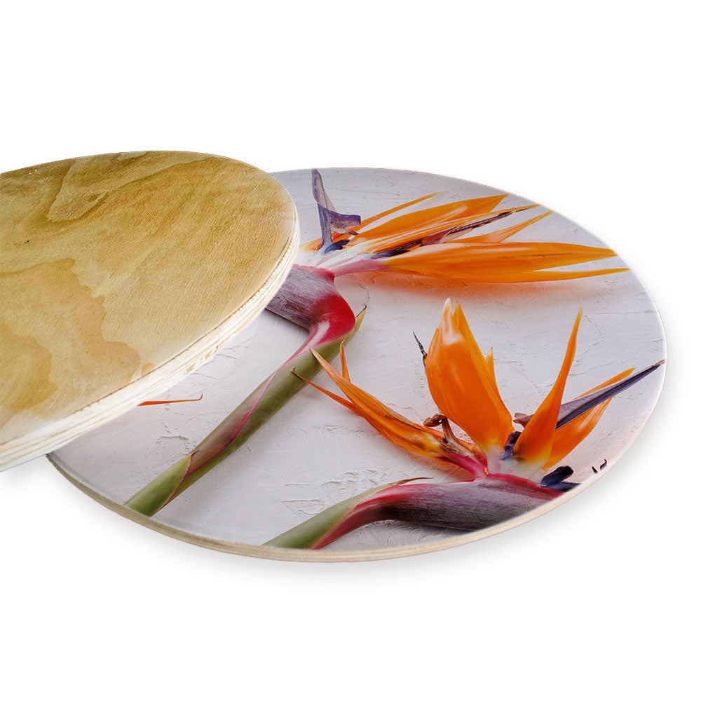 STRELITZIAS ON WHITE CHEESEBOARD