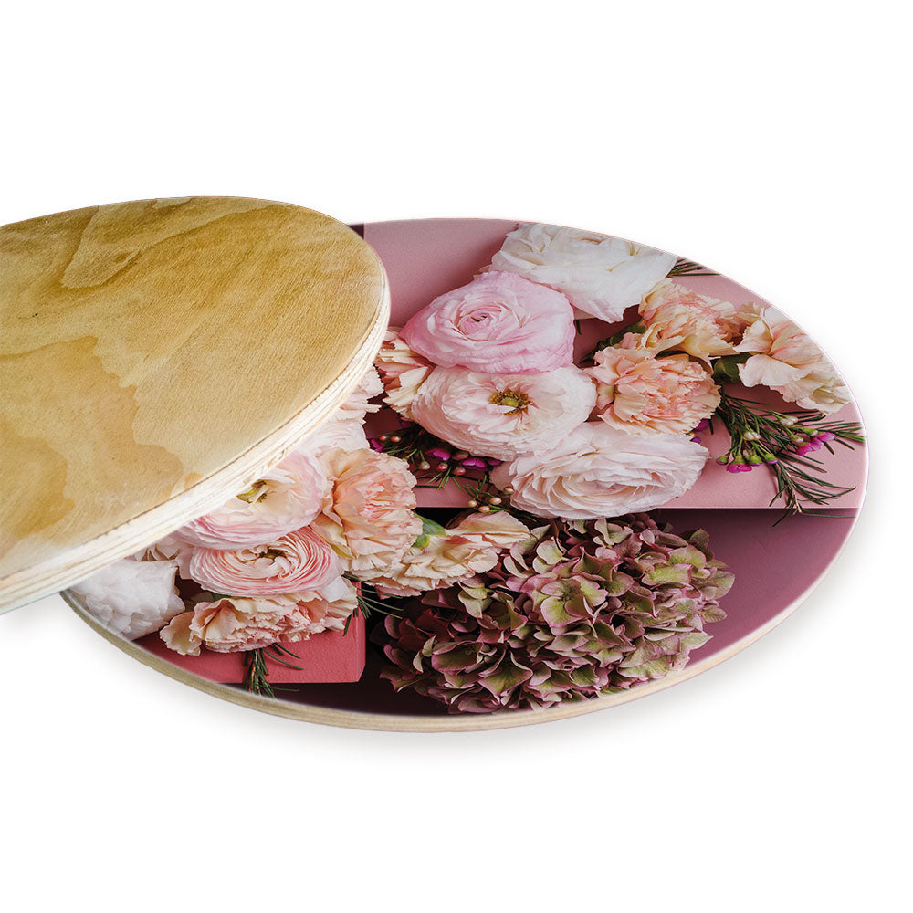 PINK AND PEACH FLOWERS ON PINK BLOCKS SQUARE CHEESEBOARD