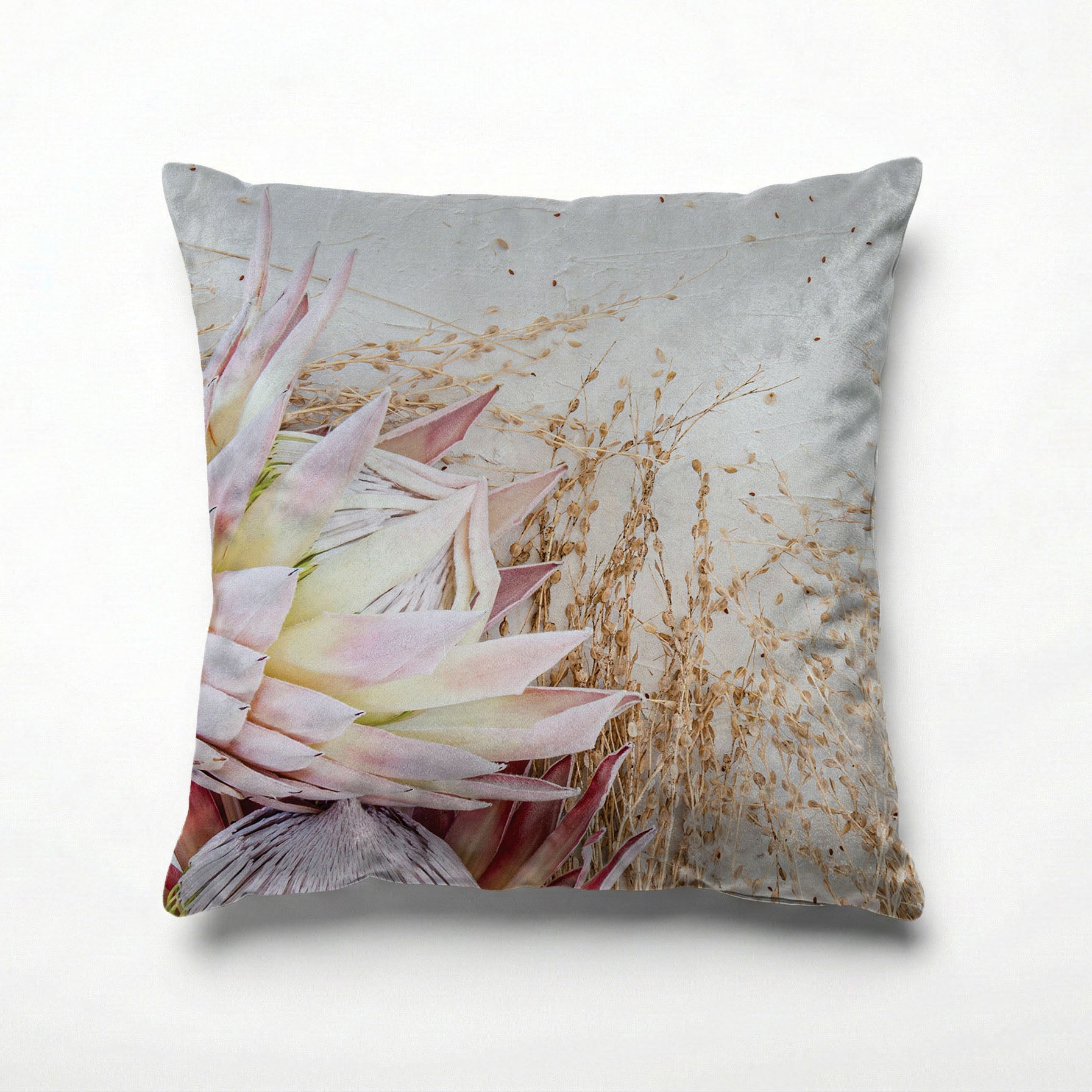 FLORAL PINK GRASSY PROTEA SCATTER CUSHION