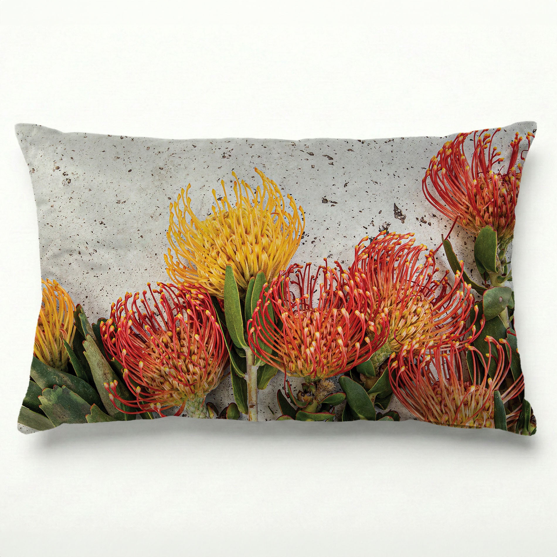 FLORAL ORANGE PIN CUSHIONS ON WHITE SCATTER CUSHION
