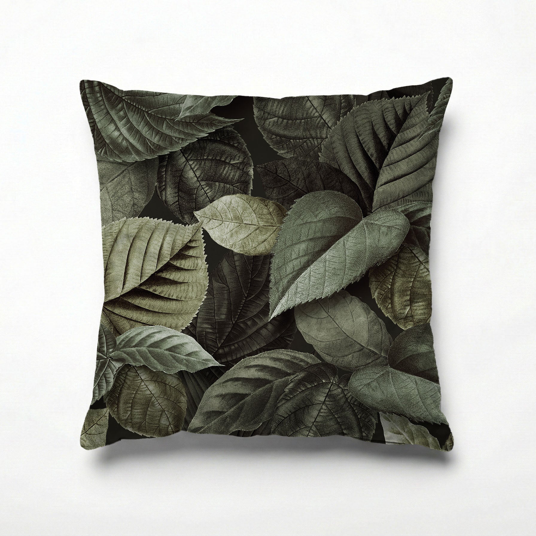 LEAVES GREEN MONOCHROMATIC LEAVES SCATTER CUSHION
