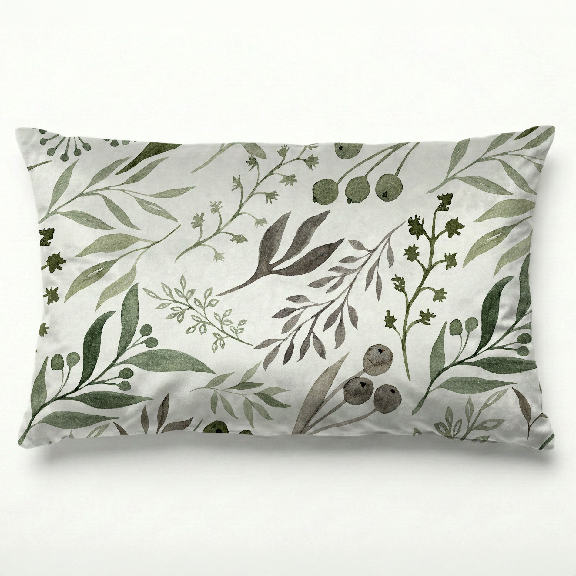 WATERCOLOUR GREEN LEAVES SCATTER CUSHION