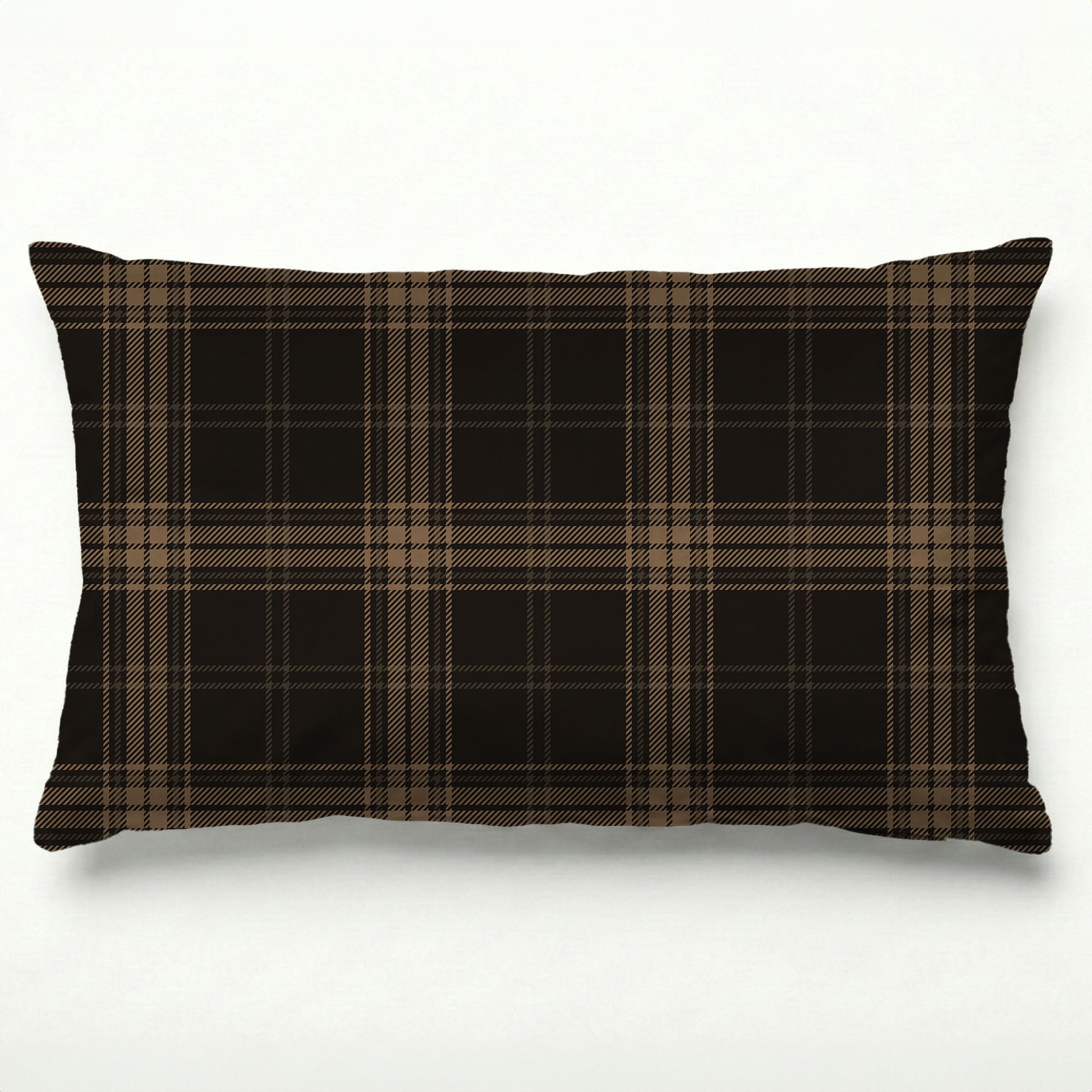 DARK BROWN PLAID PATTERN SCATTER CUSHION