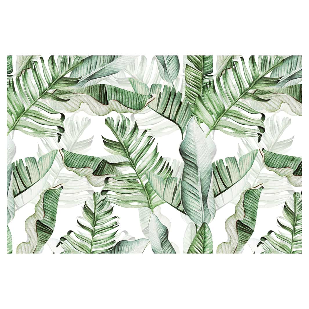 GREEN WATERCOLOUR PALM LEAVES PATTERN TABLECLOTH