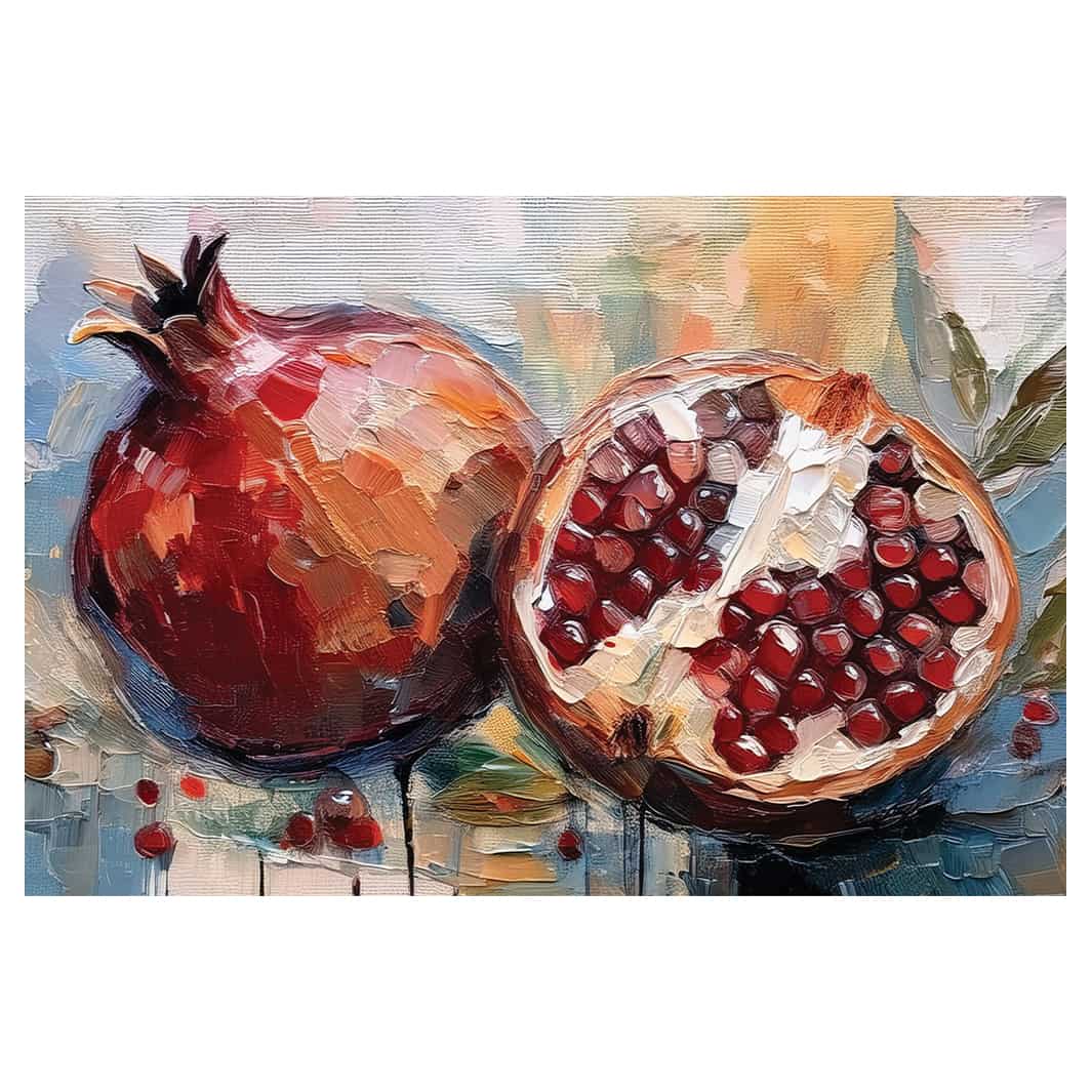 OIL PAINTED POMEGRANATE WITH SEEDS TABLECLOTH