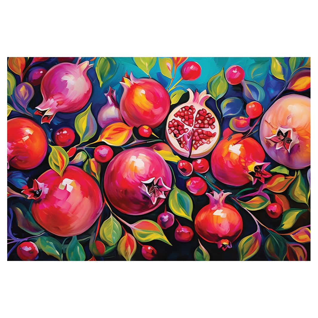 VIBRANT RED AND PINK POMEGRANATES TABLECLOTH