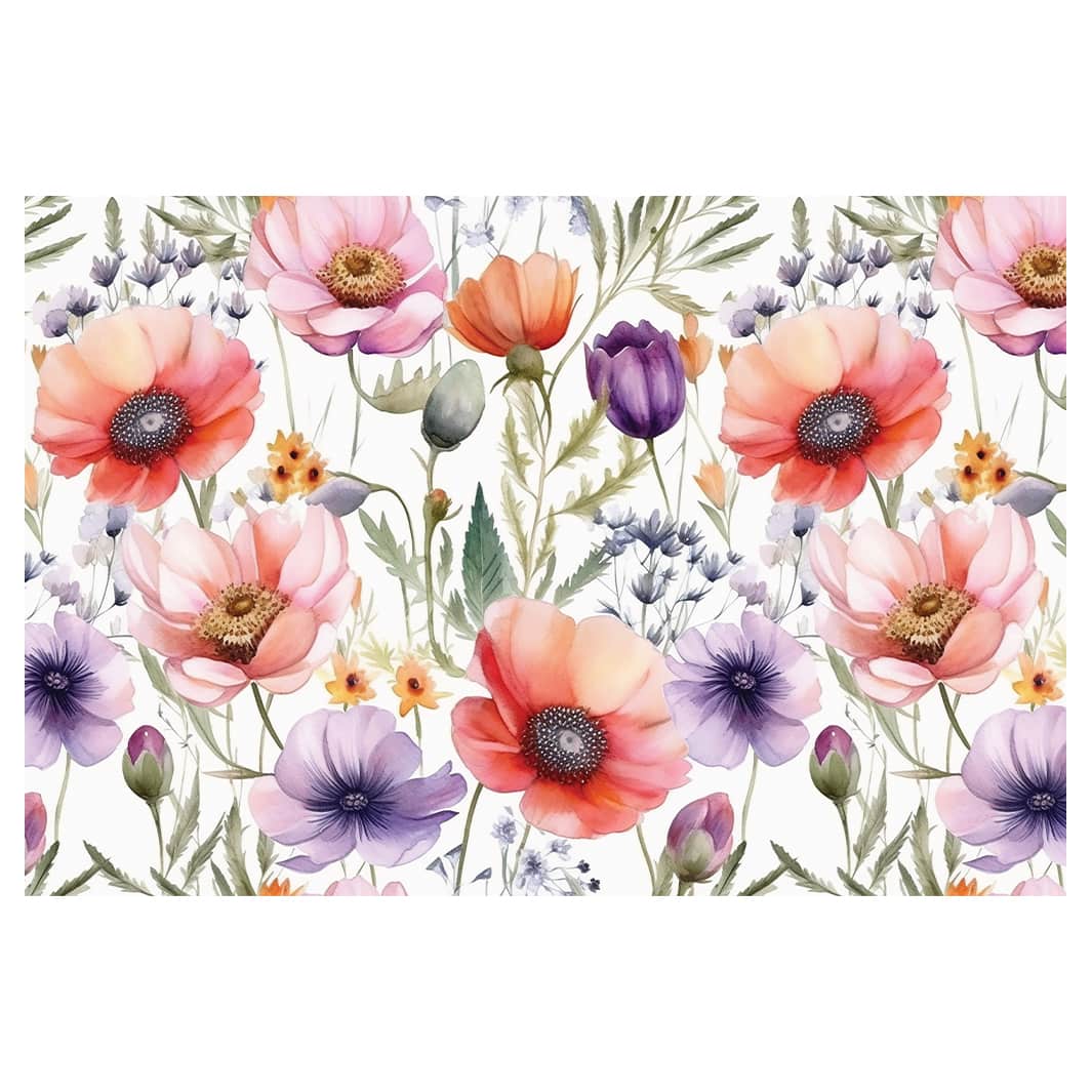 WATERCOLOUR WILDFLOWER PATTERN TABLECLOTH