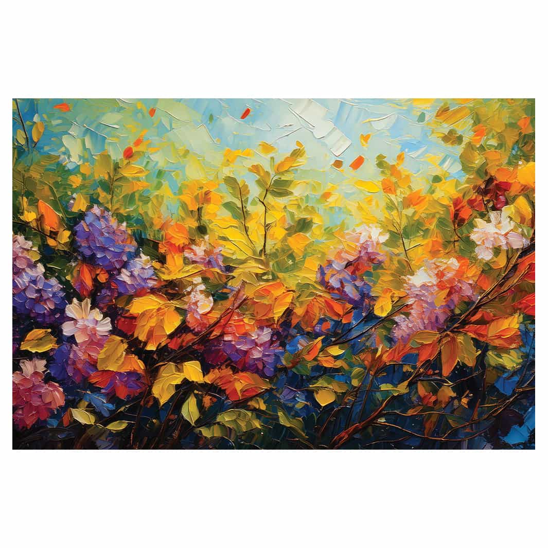 OIL PAINTED SPRING LEAVES TABLECLOTH