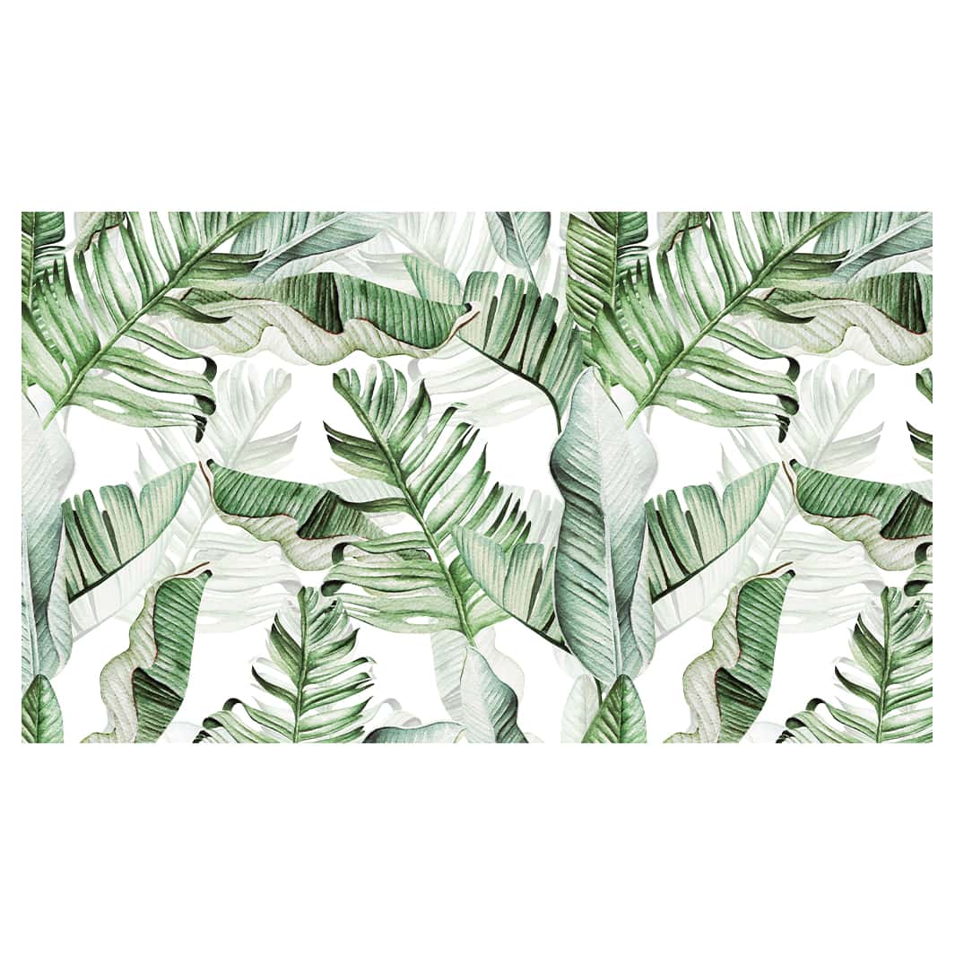 GREEN WATERCOLOUR PALM LEAVES PATTERN TABLECLOTH