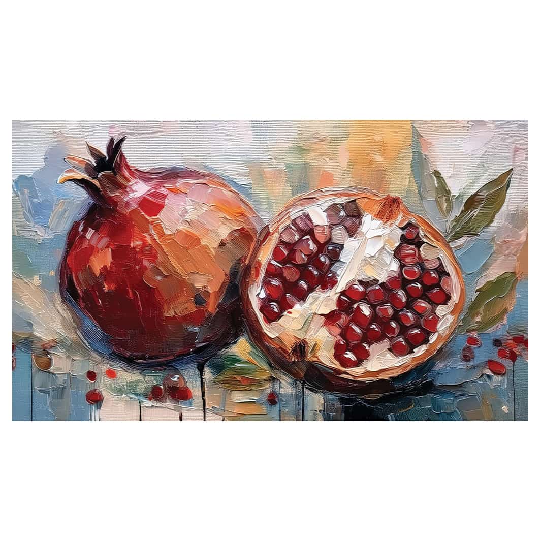 OIL PAINTED POMEGRANATE WITH SEEDS TABLECLOTH