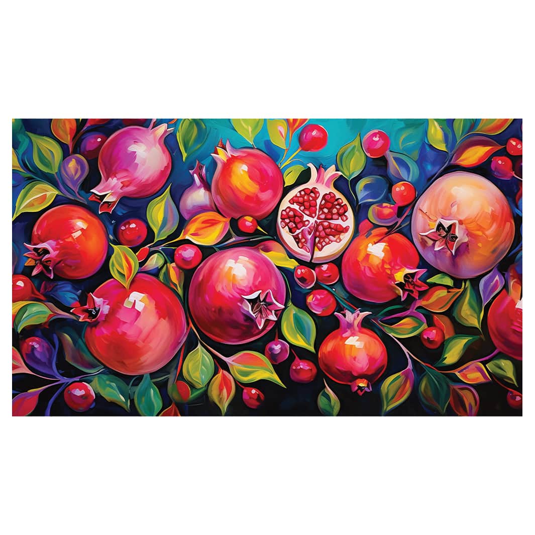 VIBRANT RED AND PINK POMEGRANATES TABLECLOTH